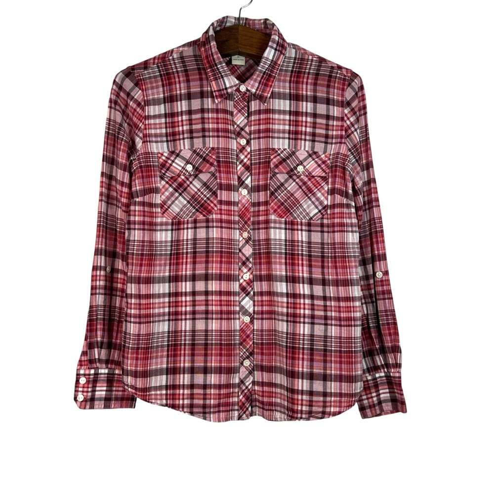 Lucky Brand Women’s Red Plaid Button Down Shirt Size M Country Western